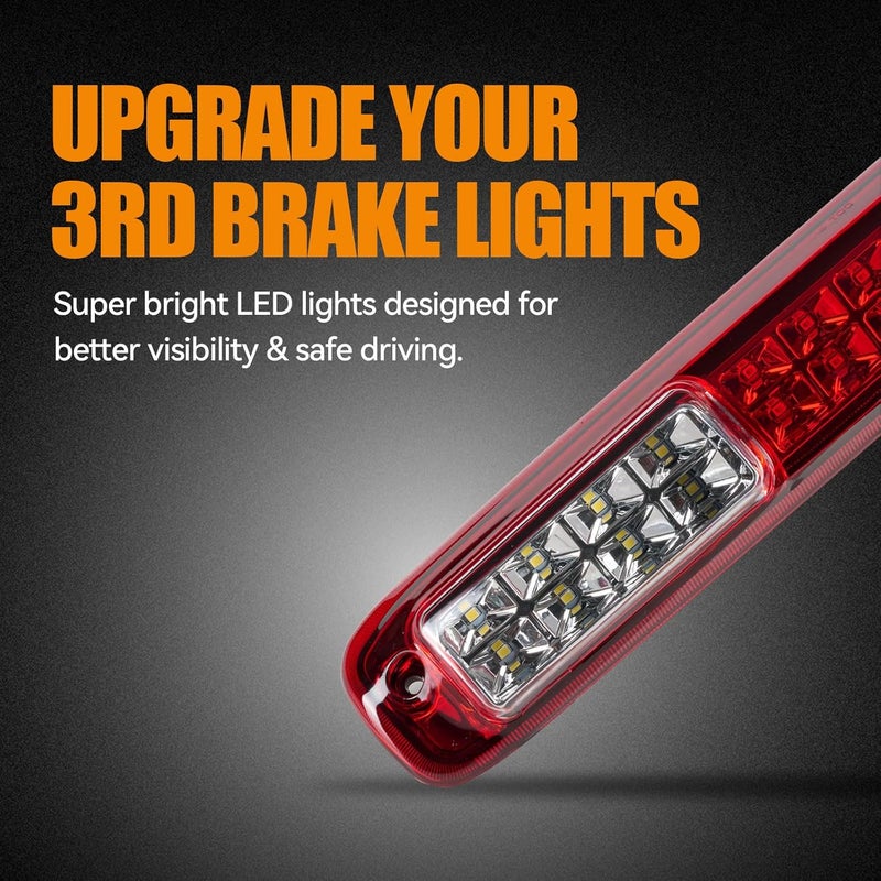 Cxdar ضوء الفرامل الثالث 3rd، ضوء توقف LED مرتفع التركيب لسيارات شيفروليه سيلفرادو GMC سييرا 1500 2500 3500 HD كلاسيك من 1999-2007، مصباح خلفي مركزي على السقف، عدسة حمراء - Image 3